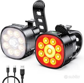  Babacom Luci Bicicletta LED Ricaricabile [8+7 Mod