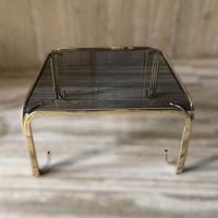 Tavolino In Ottone Con Vetro Fumè Anni 80 Design