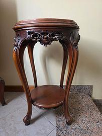 Tavolino vintage con ripiano in marmo