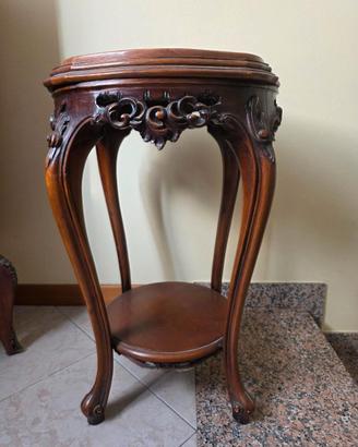 Tavolino vintage con ripiano in marmo