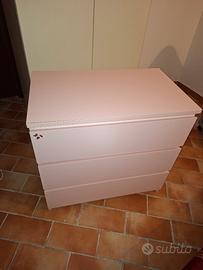 Cassettiera IKEA MALM a 3 cassetti - Rosa chiaro