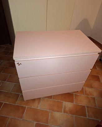 Cassettiera IKEA MALM a 3 cassetti - Rosa chiaro