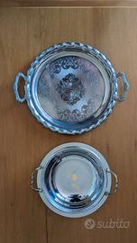 Vassoio inciso e ciotola Acciaio e fregi dorati