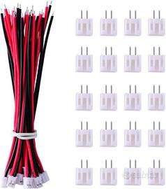 20 Connettori JST Micro 2 Pin 2.0 mm con Cavo