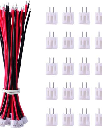 20 Connettori JST Micro 2 Pin 2.0 mm con Cavo