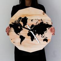 Orologio MONDO legni su dodecagono D.45cm