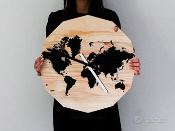 Orologio MONDO legni su dodecagono D.45cm