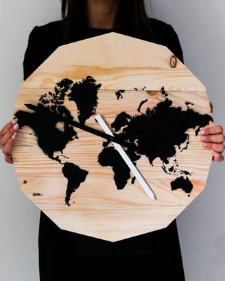 Orologio MONDO legni su dodecagono D.45cm