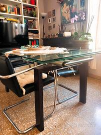 Tavolo da pranzo estensibile cristallo e acciaio