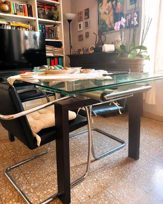 Tavolo da pranzo estensibile cristallo e acciaio