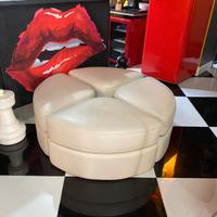 4 pouf circolari pelle arredamento space Age