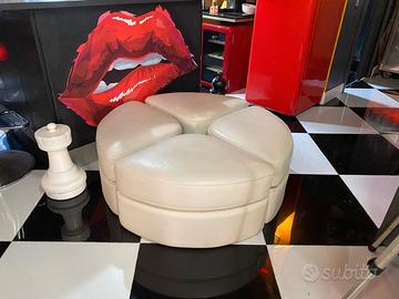 4 pouf circolari pelle arredamento space Age