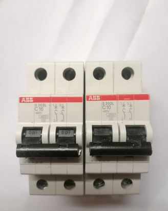 Interruttori magnetotermici ABB S202L C16 e C10 2p