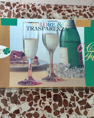 Set 6 calici flute Linea Quattro – stelo colorato