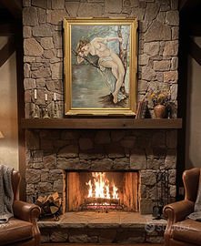 Antico dipinto figura classica cornice dorata