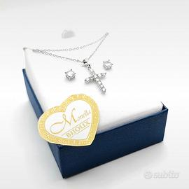 Completo parure donna Collana + Orecchini acciaio