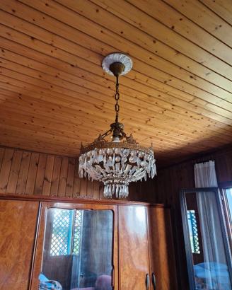 lampadario bronzo e cristallo