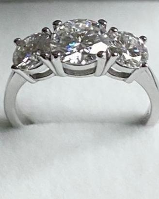Anello Trilogy in Argento con Moissanite 2 CT l