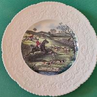 Piatto ROYAL CAULDON set 3 pezzi CACCIA ALLA VOLPE