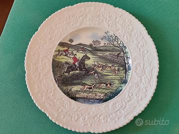 Piatto ROYAL CAULDON set 3 pezzi CACCIA ALLA VOLPE