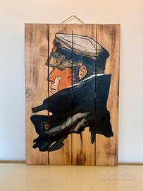 Quadro dipinto a mano su legno di Corto Maltese