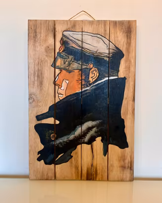 Quadro dipinto a mano su legno di Corto Maltese