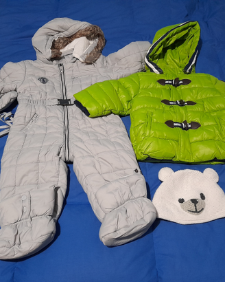 Giubbotto verde e tuta neve