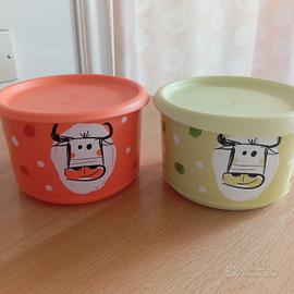 2 ciotole decorate mucca Tupperware 