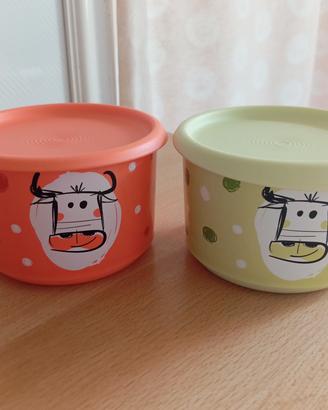 2 ciotole decorate mucca Tupperware 