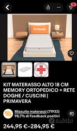 Materasso waterfoam e rete una piazza e mezza