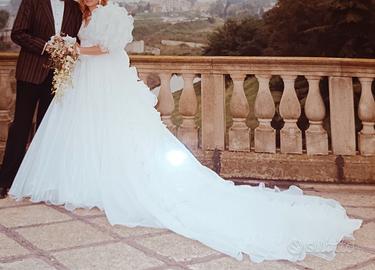 Abito sposa bianco, strascico, stile principessa