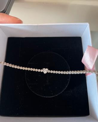 Bracciale pandora tennis con cuore in rilievo