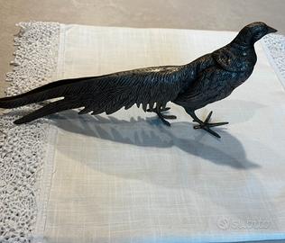 Statuetta Vintage Fagiano in Metallo Argentato