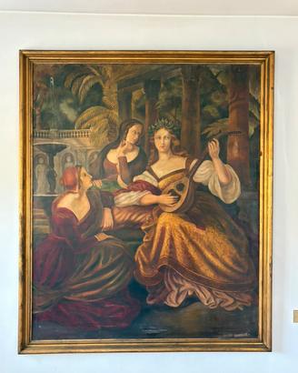 Dipinto olio su tela fine 800 primi 900 allegoria