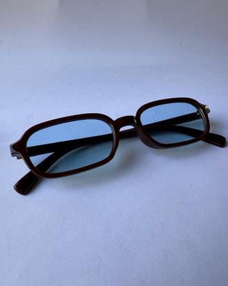 Occhiali da sole rettangolari vintage blu