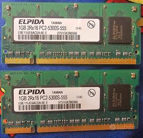 RAM SO DIMM 2x1Gb PC2-5300 DDR2 667 Mhz 