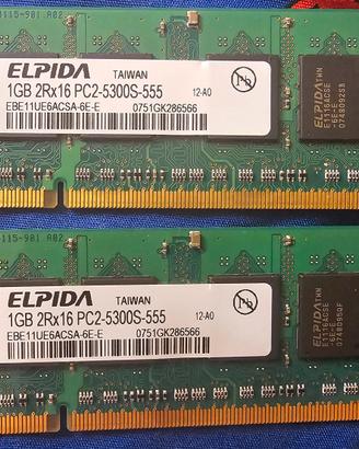 RAM SO DIMM 2x1Gb PC2-5300 DDR2 667 Mhz 