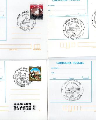 6 Interi Postali dei  Castelli con timbro 1 giorn