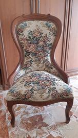 Poltrona poltroncina in legno e stoffa