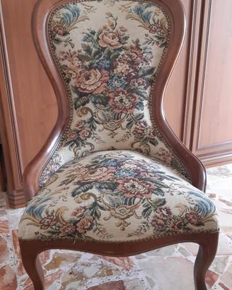 Poltrona poltroncina in legno e stoffa