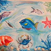 quadro con soggetto il mare 40×50 tempera su tela