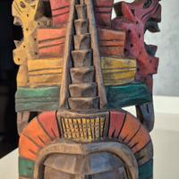 Maschera artigianale Atzeco-Maya in legno