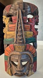 Maschera artigianale Atzeco-Maya in legno