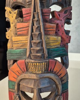 Maschera artigianale Atzeco-Maya in legno