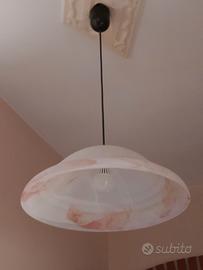 coppia di lampadari in vetro satinato 