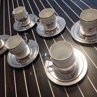 6 tazzine caffè in porcellana Bavaria e argento 