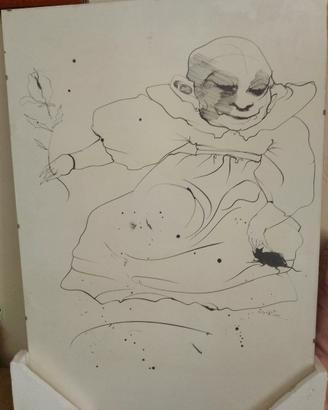 disegno a pennino di colombotto rosso