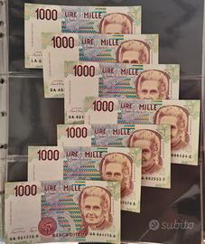 Stock  Lotto  7 PCS 1000 Lire Montessori in FDS