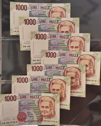 Stock  Lotto  7 PCS 1000 Lire Montessori in FDS