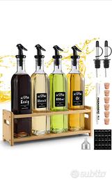 NUOVO set 4 bottiglie in vetro 0,5l olio aceto